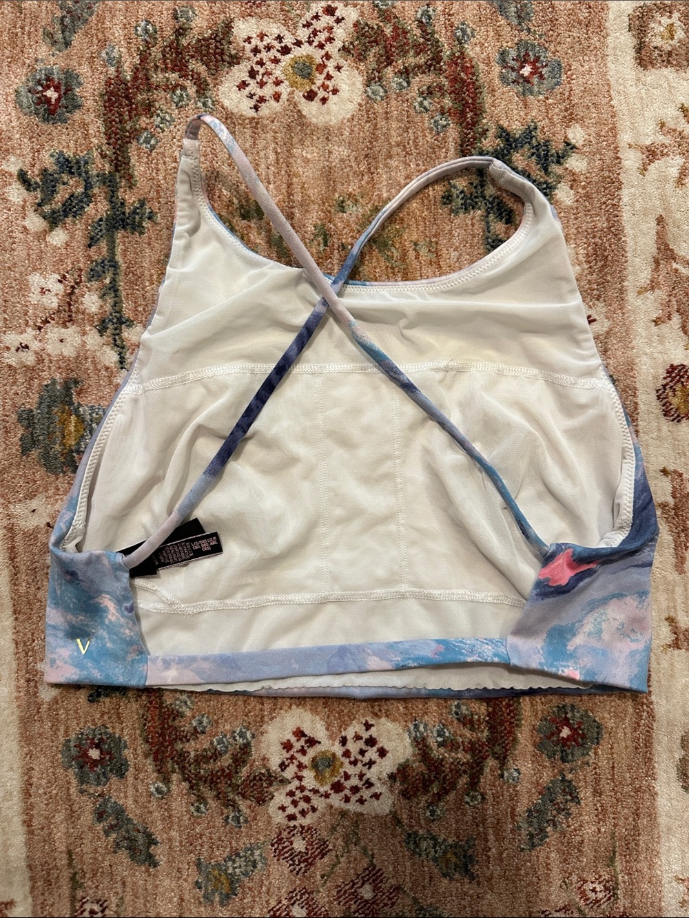 Victoria's Secret open cross back pastel Blue and Pink Marble Tote - Picture 2 of 4